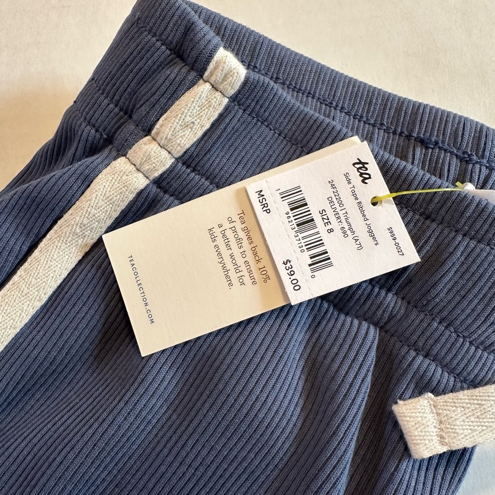 NWT/NIB Tea Collection Side Tape Ribbed Joggers - Picture 2 of 3